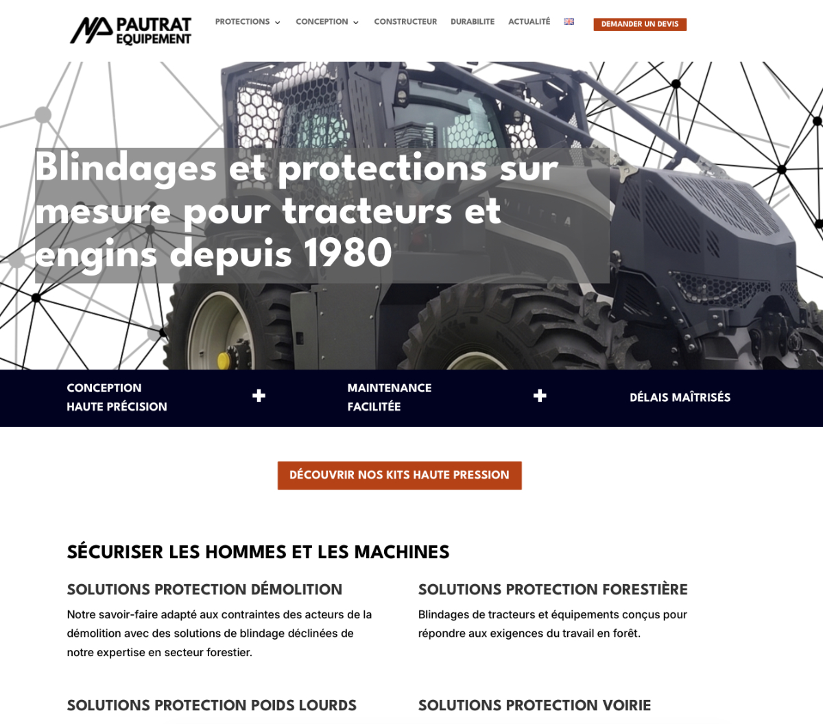 Homepage du nouveau site Pautrat-Equipement.com